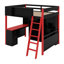 Lit mezzanine double en bois massif avec bureau, grand espace de rangement et lumière DEL-311616100