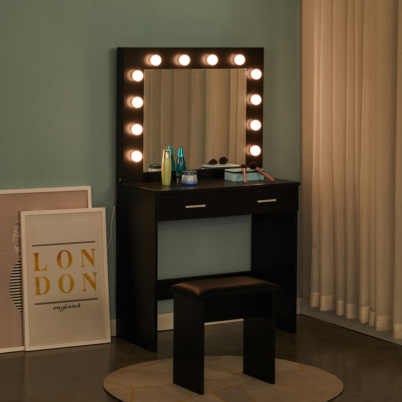 Lubelihle Dressing Table with Mirror, Black