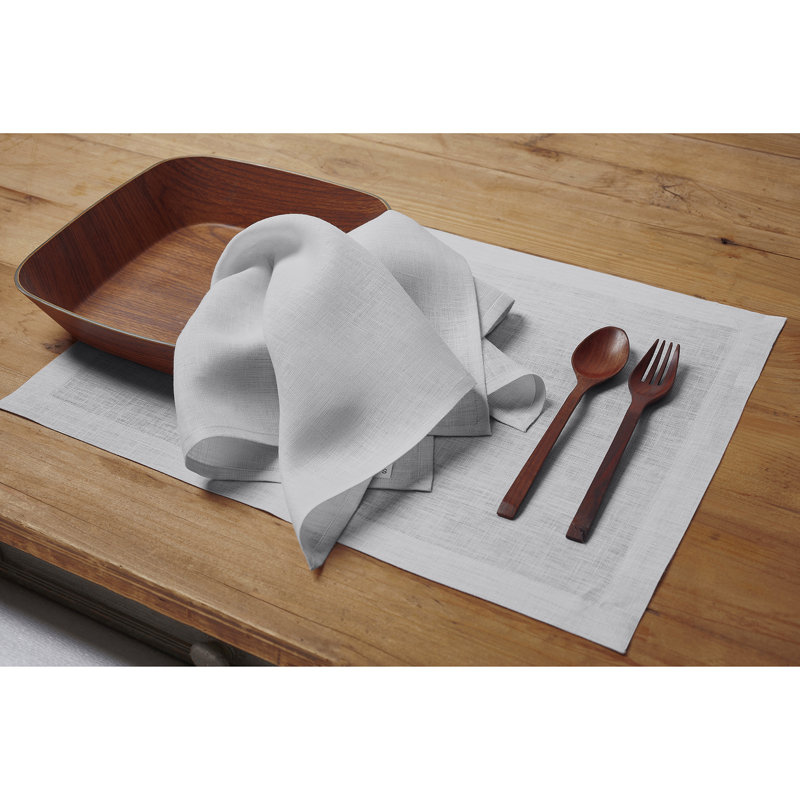 100% Pure Linen Dinner Napkins - Fete, Soft Gray