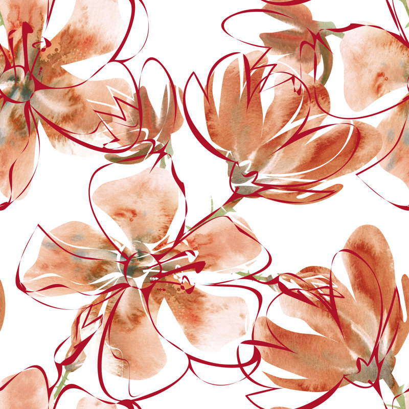 Tyro Floral Seamless Pattern - Wrapped Canvas Print, 30cm H x 30cm W x 3.8cm D