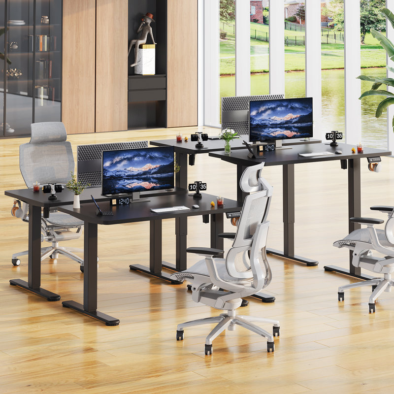 Mallus 120CM x 60CM Electric Height Adjustable Standing Desk, Grey/Black, 120cm. W x 60cm. D
