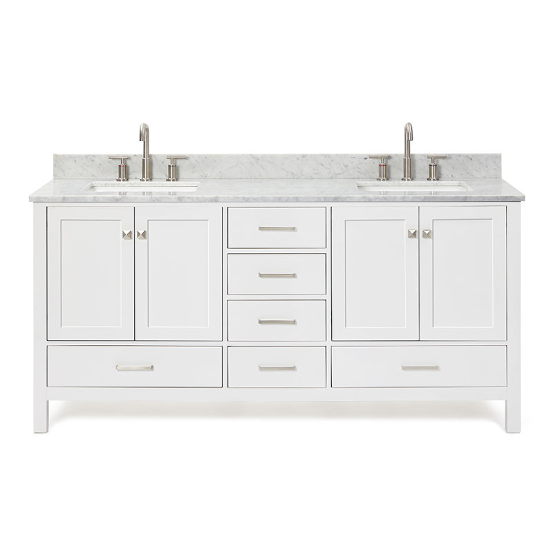 Cambridge 72.25'' Double Bathroom Vanity with Top, White