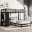 Lit superposé avec garde-robe intégré, lit superposé en métal avec lit gigogne, bureau pliable, échelles, conception à bruit réduit-976666028