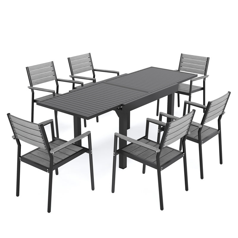 Bradbery 6 - Person Outdoor Dining Set with Aluminum Frame and Armchairs, 6