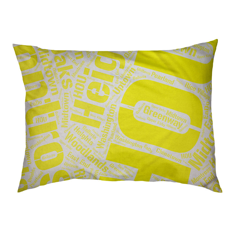 Coussin de chien « districts », Grand (l 40 po x P 30 po x H 14 po), Jaune, Houston