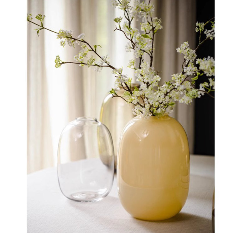 Glass Table Vase, 11.8" H x 7.87" W x 7.87" D, Yellow