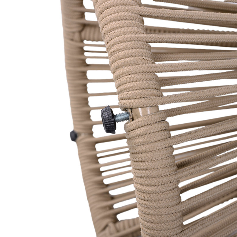 Nara Outdoor Side Table Acacia Wood & Woven Rope, Light Teak Top/Beige Frame, 25.80"Hx16.14"D X 16.14"W