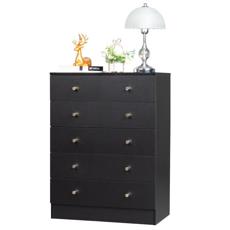 Armoire de rangement à 6 tiroirs Imogen, Noir, noir, noir, noir