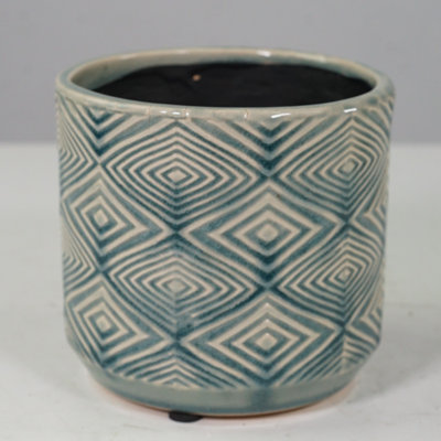 Jardinière à motif de losanges bleu clair
