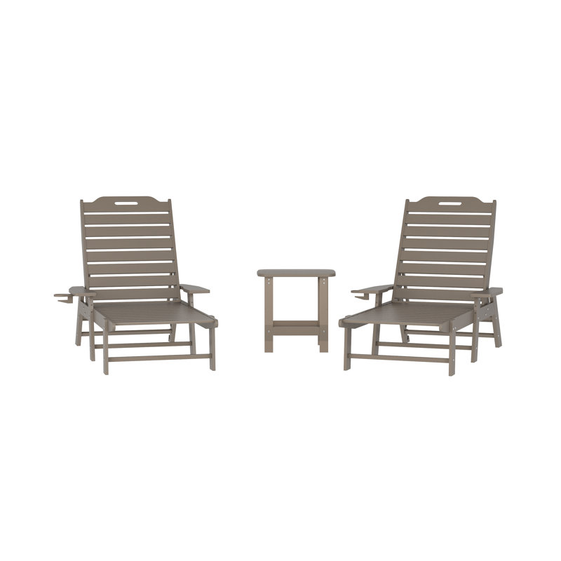 Ensemble Adirondack commercial intérieur et extérieur 3 pièces Merlene avec 2 chaises longues et table d'appoint