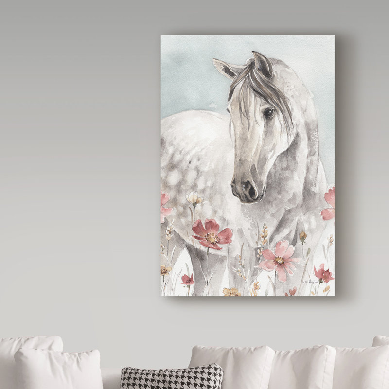 «Wild Horses I Crop», reproduction de peinture acrylique sur toile tendue, H 32 po x l 22 po x p 2 po