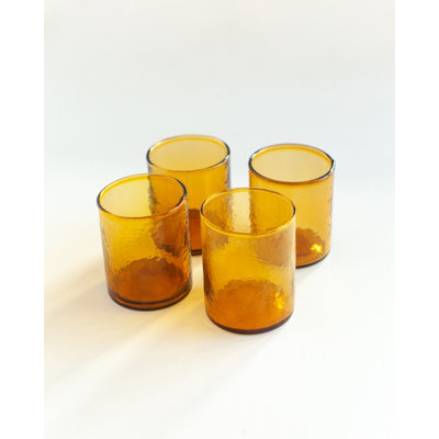 Recycled hammered small glasses S/4 - Amber