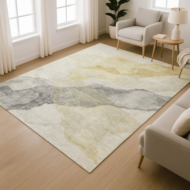 Premium Machine Washable Mayfield AMF2109 Abstract Rug, 8' x 10', Beige