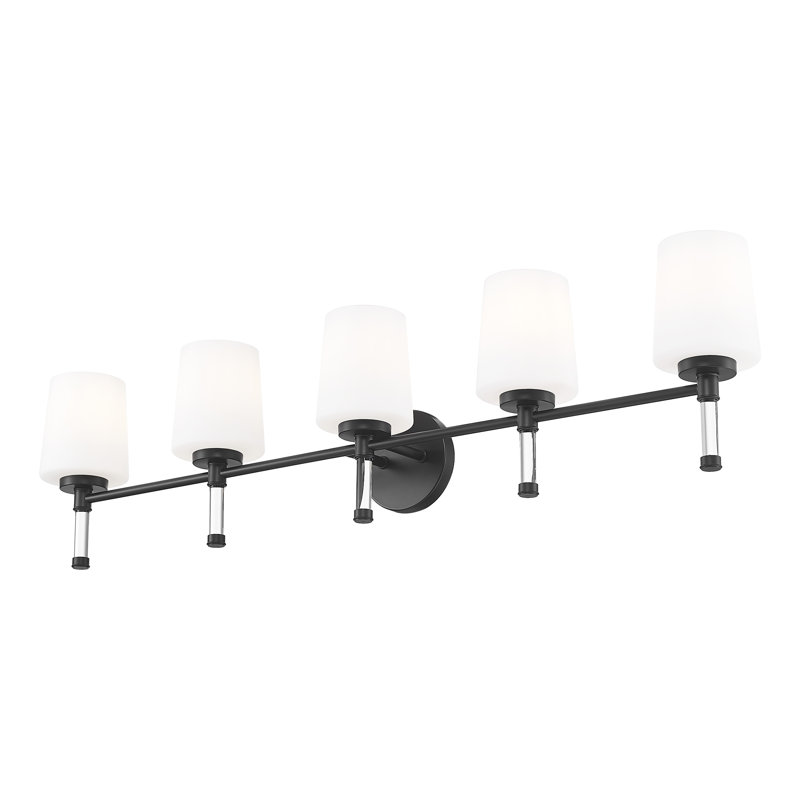 Meuble-lavabo noir mat 5 lumières Henri, Noir mat