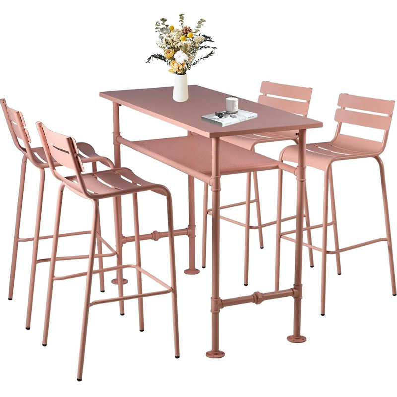 Ensemble de table de patio moderne 5,1 avec 4 chaises de patio pour l'extérieur
