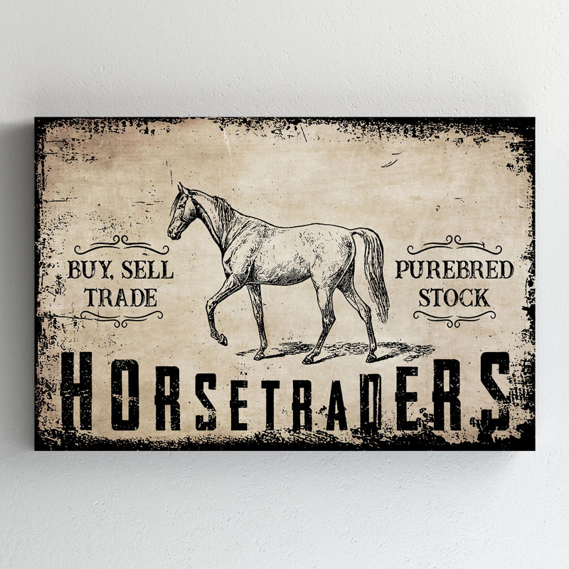A Horse Horse Traders, reproduction d'art rectangulaire sur toile tendue 1 pièce, H 24 po x l 36 po x P 2 po