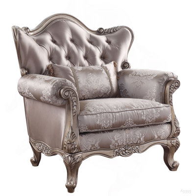 Chaise Jayceon en tissu et finition champagne avec coussin
