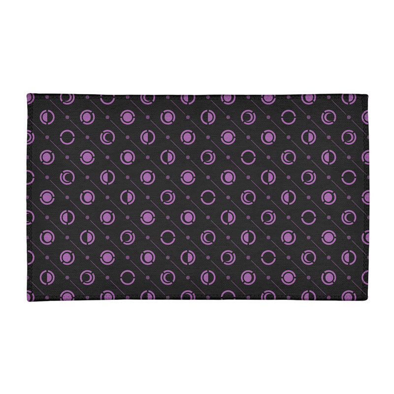 Tapis noir/mauve à phases de lune, Rectangle 2 pi x 3 pi