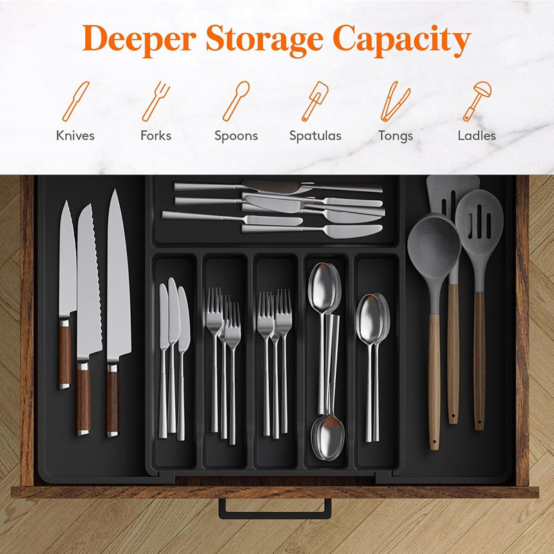 Deep Silverware Drawer Organizer For Kitchen, Expandable...