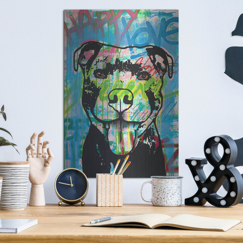 «Happy Love Pitbull» par Dean Russo, H 16 po x l 12 po