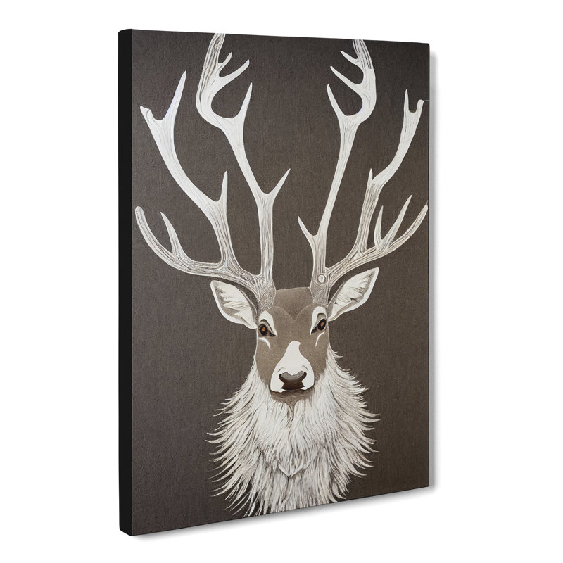 Summersville Stag Sgraffito - Wrapped Canvas Print, 50cm H x 35cm W