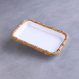 VIDA Bamboo Guest Towel Holder (White And Natural)