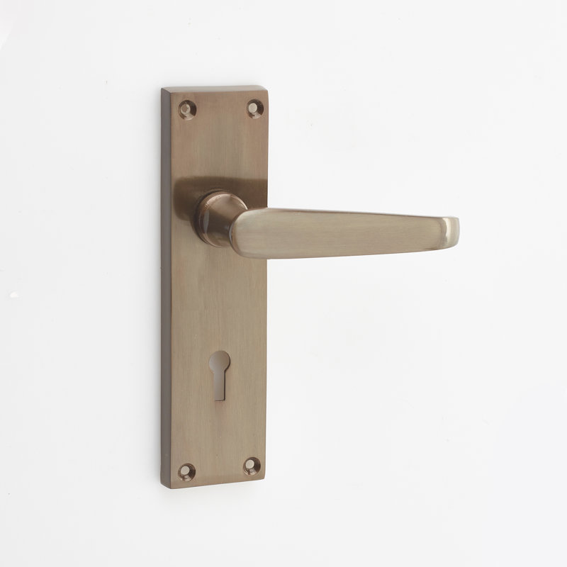 Victorian Straight Bathroom Door Handle, Dark Bronze