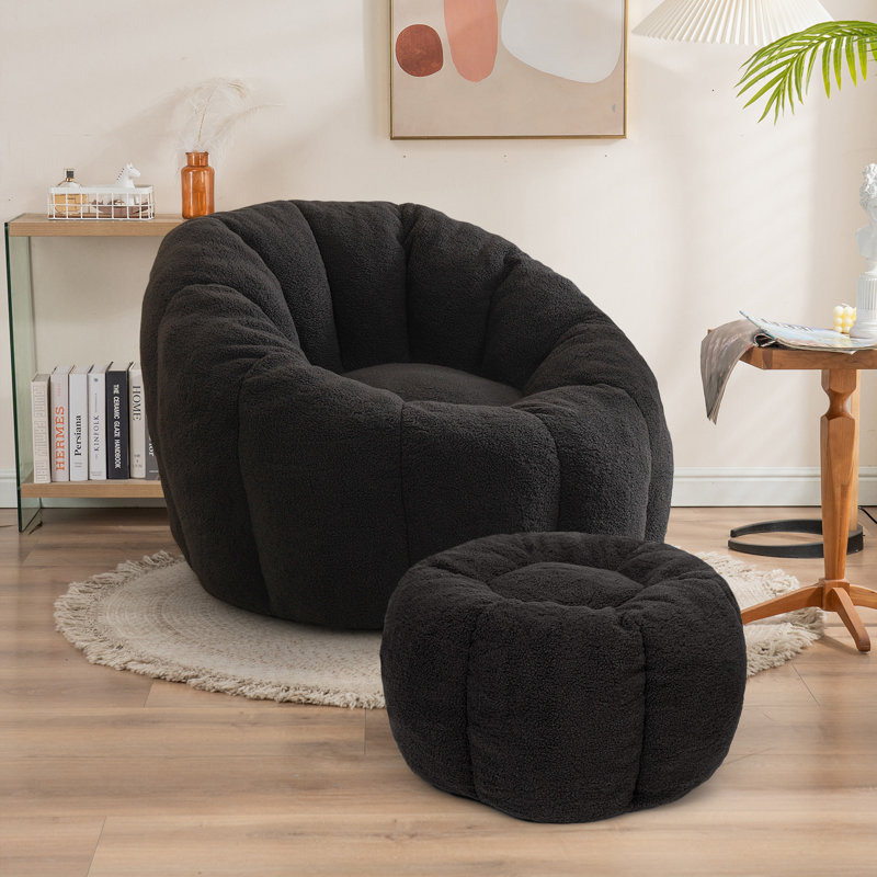 Bean Bag Chair Bean Bag Chairs With Ottoman For Adults Comfy Beanbag Giant Bean Bag Chair With Spacious Design Bean Bag Couch With Armrest Large Bean Bag Chair With Memory Foam Filler For Living Room Bedroom