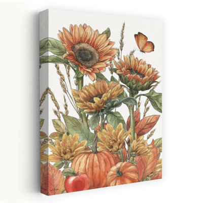 Harvest Home IX Abstract Contemporary Butterfly Sunflower Autumn Flower Art