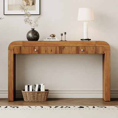 Raize Rustic Console Table With Fluted Drawer Front