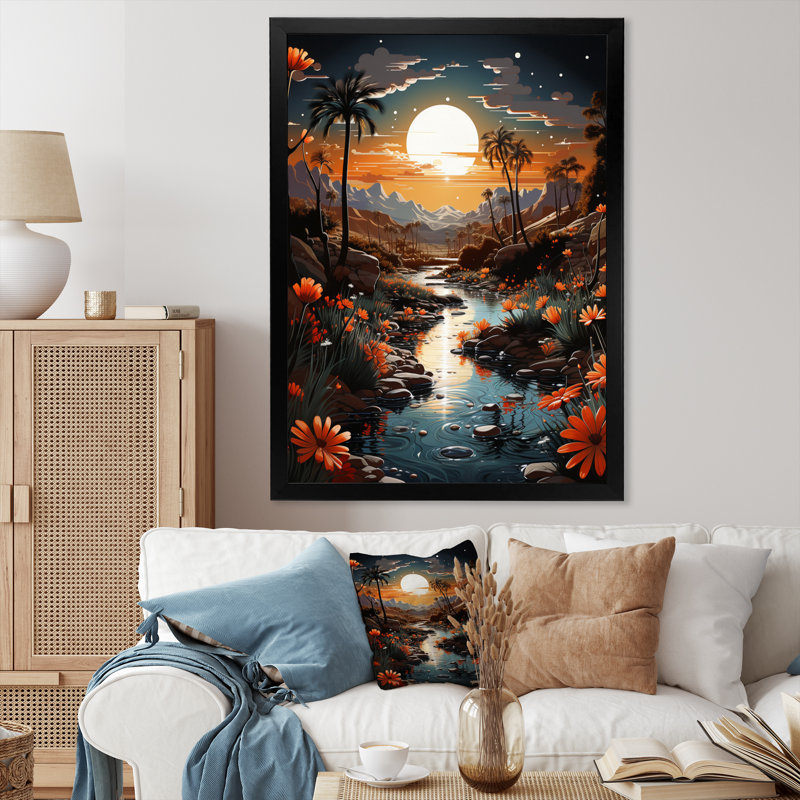 Koreon Desert Oasis Silver II sur impression sur toile, Cadre photo noir, H 20 po x l 12 po x P 1 po