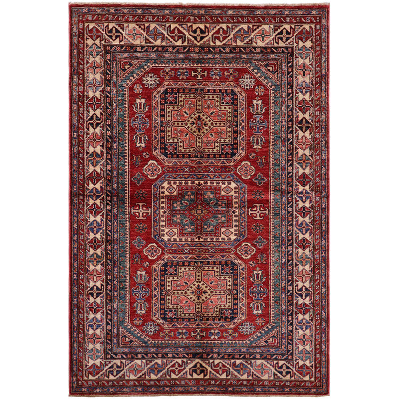 Tribal Gioni Marco Red/Beige Wool Rug - 4'10'' X 6'6''