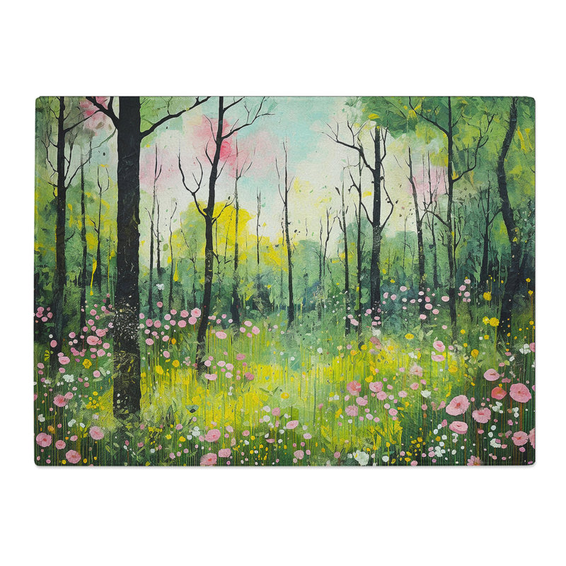 Spring Forest Contemporary  Glass Chopping Board