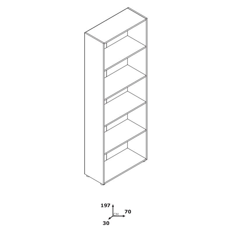 Flow 197cm H x 70cm W Standard Bookcase, White