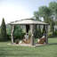 Pavillon de jardin avec finition blanche, combinant aluminium blanc crème et acier avec patio carré et 10 pi x 10 pi
