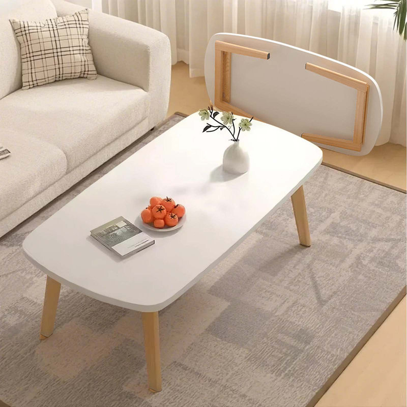 Table basse pliable pour petits espaces, table basse pour travailler au sol, blanc