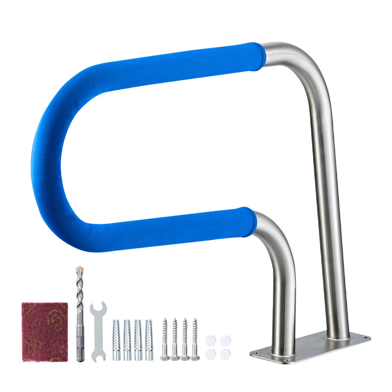 Pool Rail, 31 x 22 inch Pool Handrail, 220 lbs Load Capacity Heavy Duty 304 Stainless Steel Swimming Handrail, Detachable Nonslip Sleeve, Rich Accessories, for Poolside, Water Parks， Spa Centers
