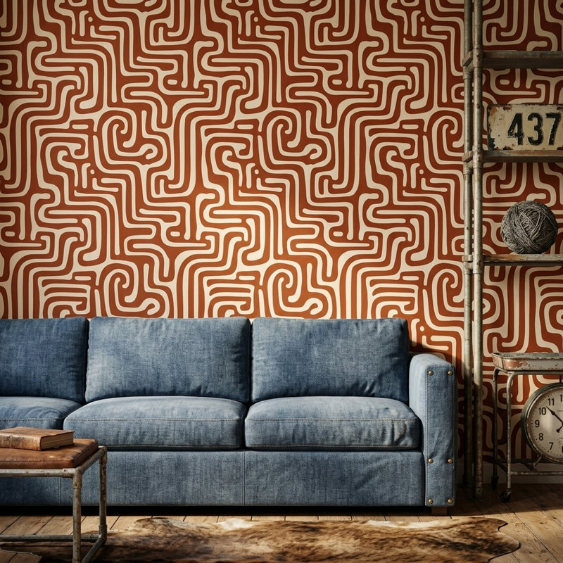 Décoration murale amovible rétro Mid-Century, Peel and Stick