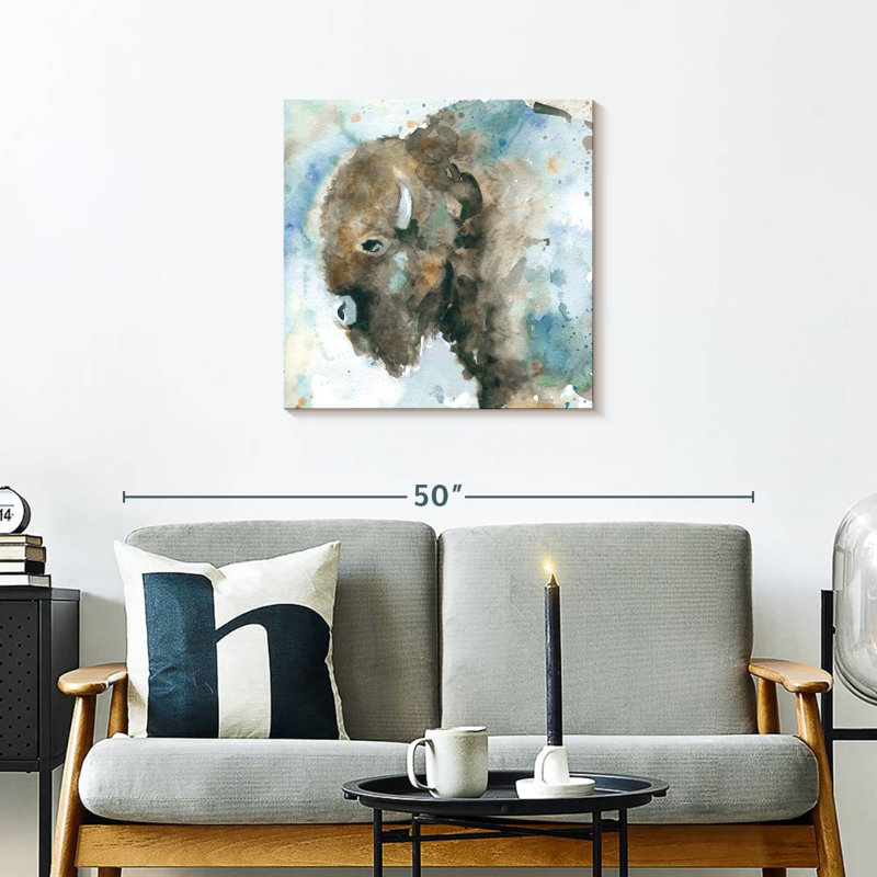 Brampt Buffalo On Blue, 24" H x 24" W