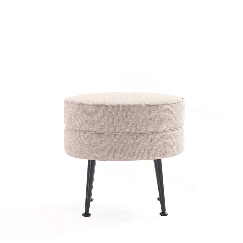 Upholstered Accent Ottoman(Only One Ottoman), Black, Wheat