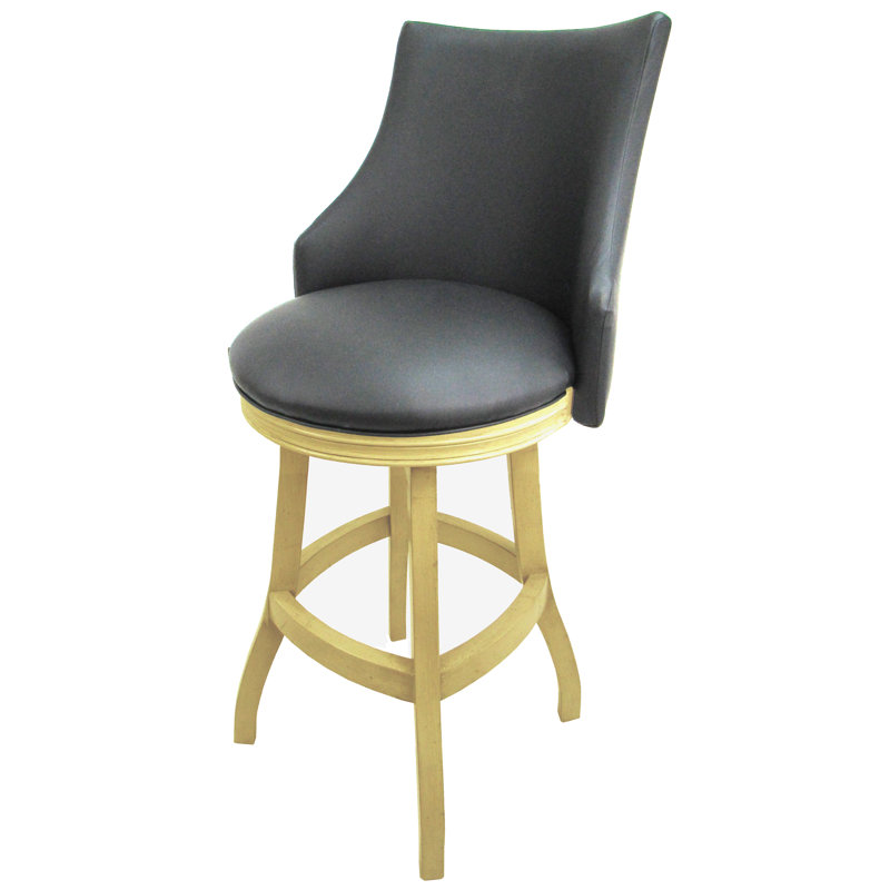 Tabouret pivotant en bois Ridfortore, Beige, Gris, Tabouret de bar (assise de 30 po de hauteur)