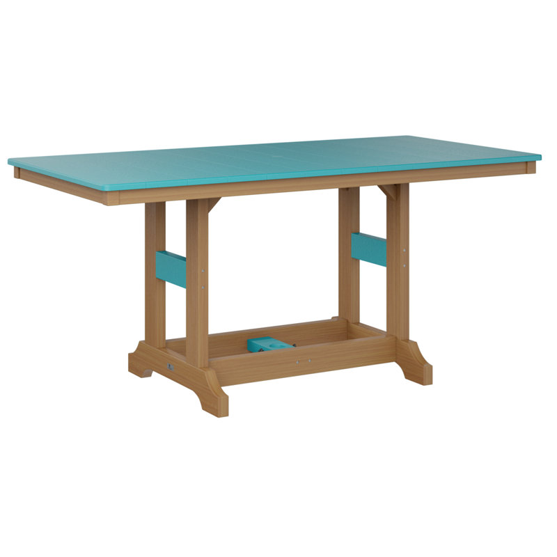 Garden Classic Outdoor Bar Table, Aruba Blue, Natural Teak