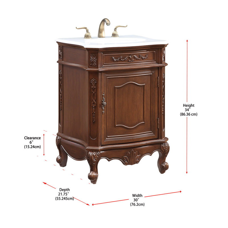 Berkshire 24'' Single Bathroom Vanity with Top, Coffee, White