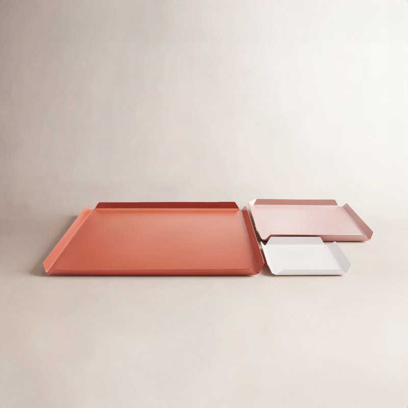 Square Decorative Tray, Orange/Pink/White