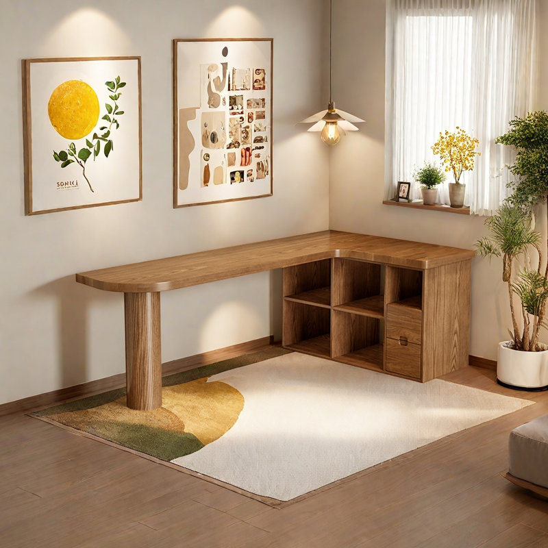 Bureau en L en bois massif, H 29,53 po x l 62,99 po x P 47,24 po