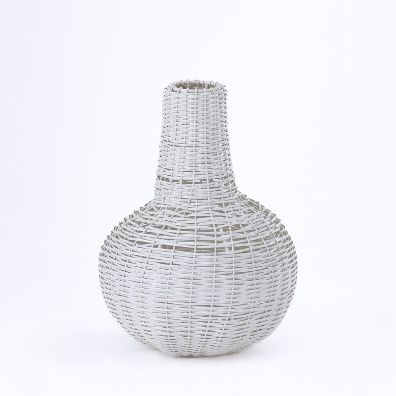 Iron Vase Round, Blanc
