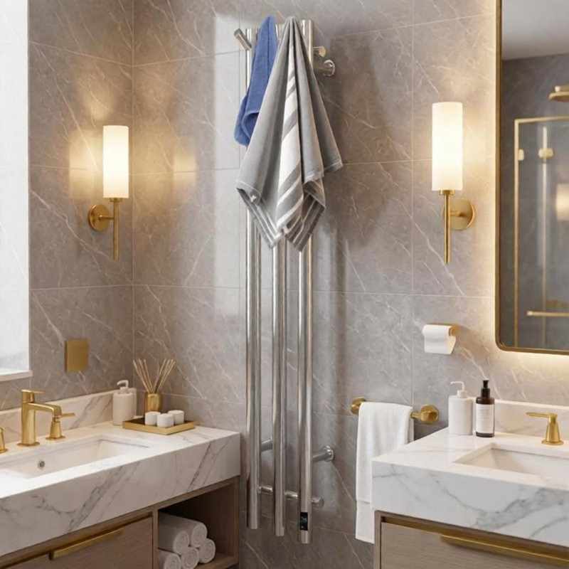 3-pole circular wall mounted electric towel rack, bathroom electric towel rack, Mirro Polish