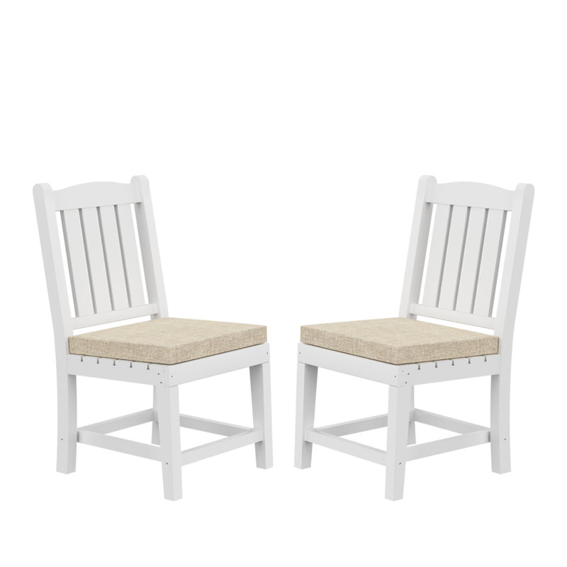 Chaise d'appoint de patio avec coussin, Structure blanche / coussin beige