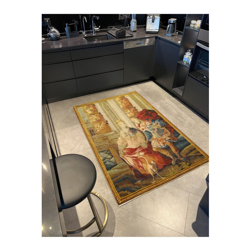 Tapis moderne tissé à motif humain moderne jaune, Sous-tapis rectangulaire 2 pi 6 po x 4 pi 11 po