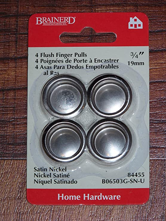 (4-Pack) 3/4" Flush Finger Pull Satin Nickel